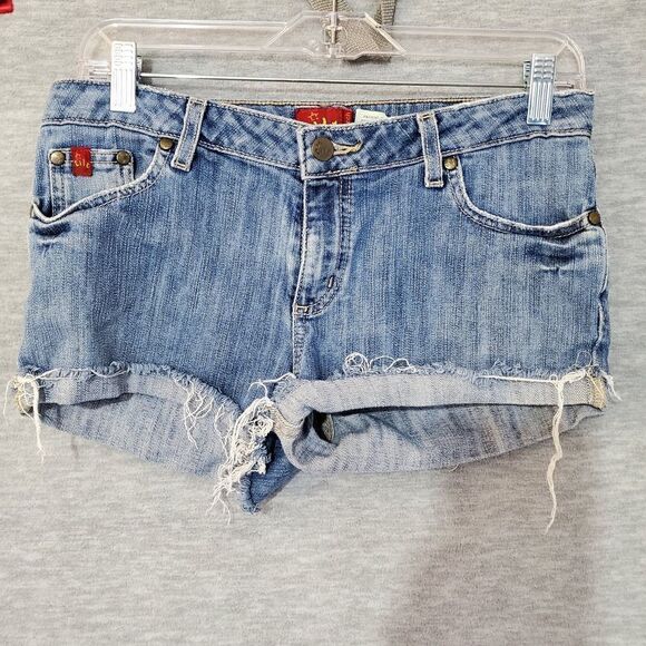 Tilt Jean Shorts Womens 7L Blue Distressed Stretch Cut Off Denim - Picture 1 of 9